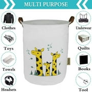 Howarmer Storage baskets, 19.7" Large Capacity Collapsible Round Storage Bin /Large Waterproof Hamper /Clothes Laundry Hamper / Storage Bin for s Bedroom Bathroom( 3 Giraffe )