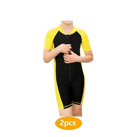

2pcs Kids Swimwear Summer Boys Swimsuit Girl Swimming Children Sport Sunproof Beachwear Baby Bathing Suit