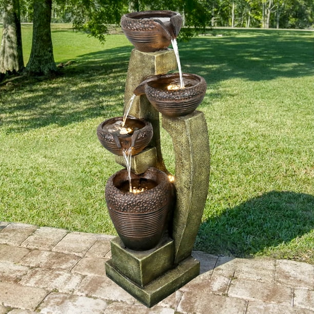 Liveditor Tall Modern Outdoor Fountain - Outdoor Garden Fountain with