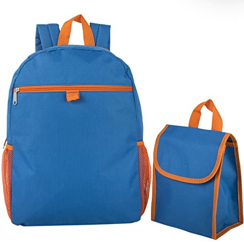 Blue top orange backpack