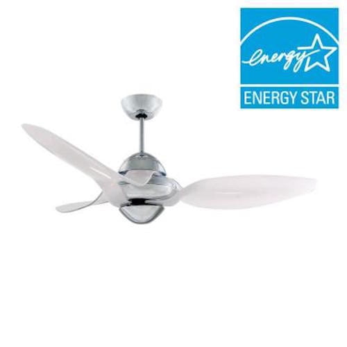 Vento Clover 54 in. Chrome Indoor Ceiling Fan with 3 Snow White Blades