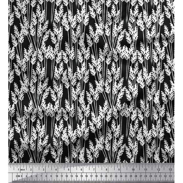 Soimoi Polyester Crepe Fabric Leaves Watercolor Printed Craft Fabric by The Yard 52 Inch Wide