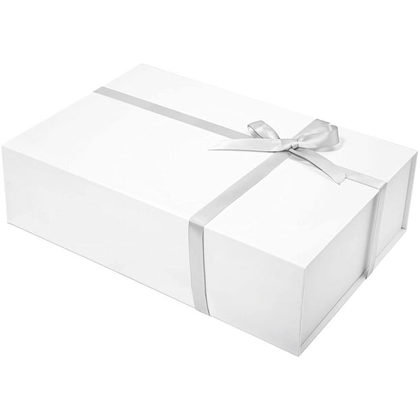 FFIY 1PACK Large White Gift Boxes With Lids 13.5x9x4 Magnetic Gift