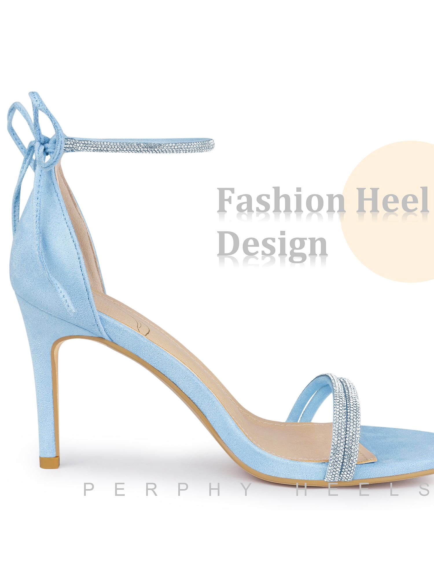 DARING DIVA Women's Ankle-Tie Stiletto Heels Sandals Sky Blue 8