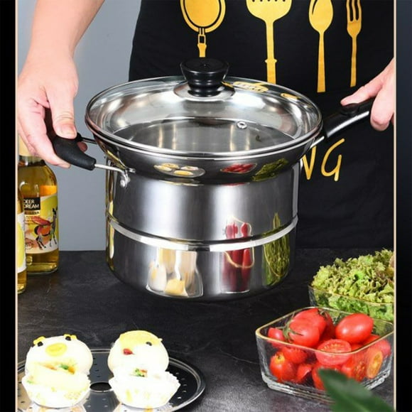Dvkptbk A Pot Multipurpose Stainless Steel Saucepan Stainless Steel Frying Pan Household Multi-Purpose Soup Pot Steamed, Boiled and Salvaged Noodles Pot Kitchen Essentials