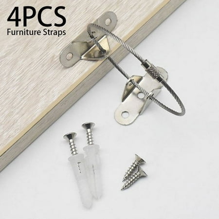 ODOMY 2pcs Furniture Straps for Baby Proofing Metal Child Proofing Furniture Anchors Furniture Prevention Straps Child Pet Safety Straps