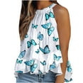 thumbnail image 2 of ALLLIST Womens Tops Clearance Blue Floral Flounce Crew Neck Sleeveless Tank Tops Tank Tops XL, 2 of 5