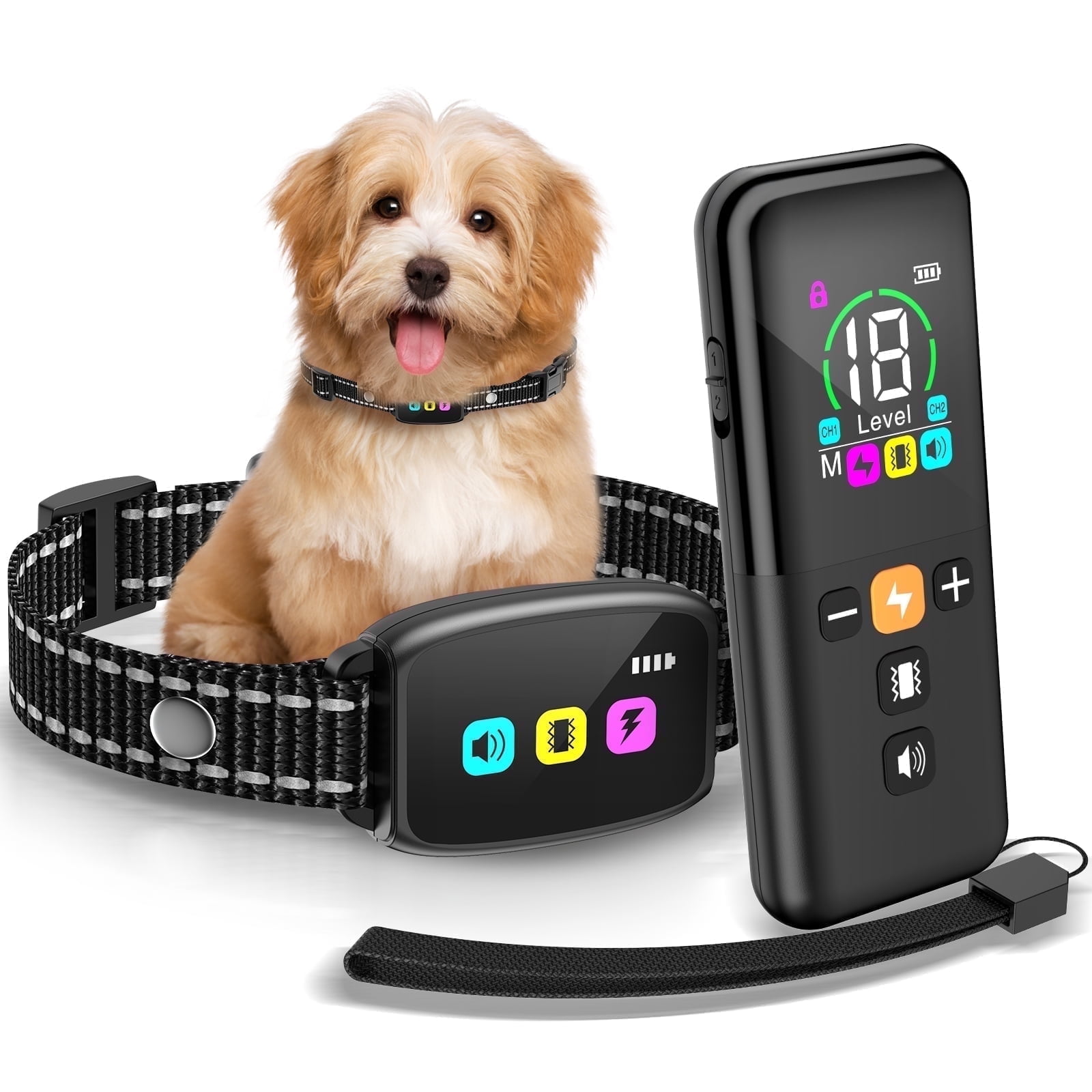 LAKWAR Dog Training Collar with Remote Long Range, Pet Training Collar with 8 Sound Options, Shock and Viration,IP67 Waterpoof,Safe Lock