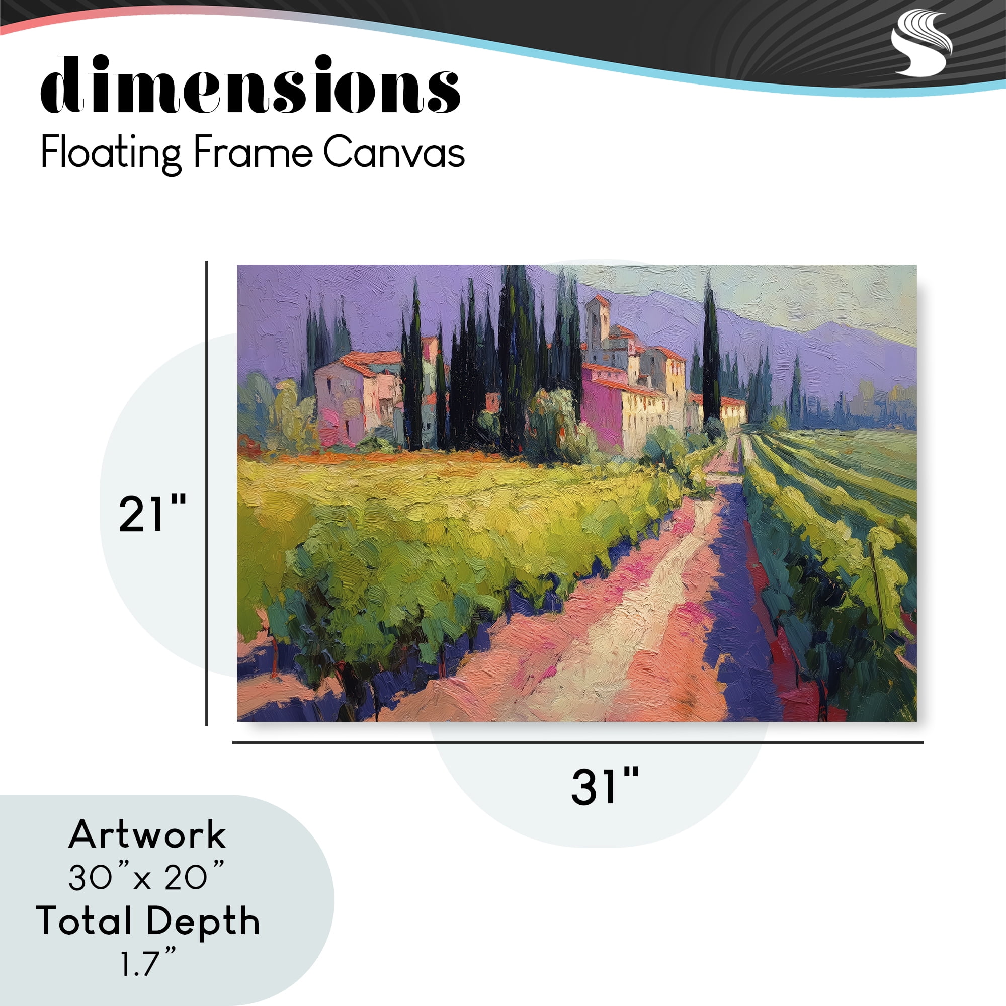 Purple Mountains Village Gray Framed Floater Canvas Wall Art, design by Annabelle Hall