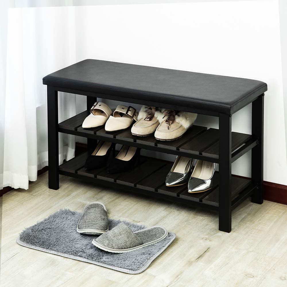 Wood Shoe Rack for Entryway, 3-Tier Shoe Rack Bench for Front Indoor  Entrance, Shoe Storage Organizer, Cushion Seat Shoe Cabinet - AliExpress