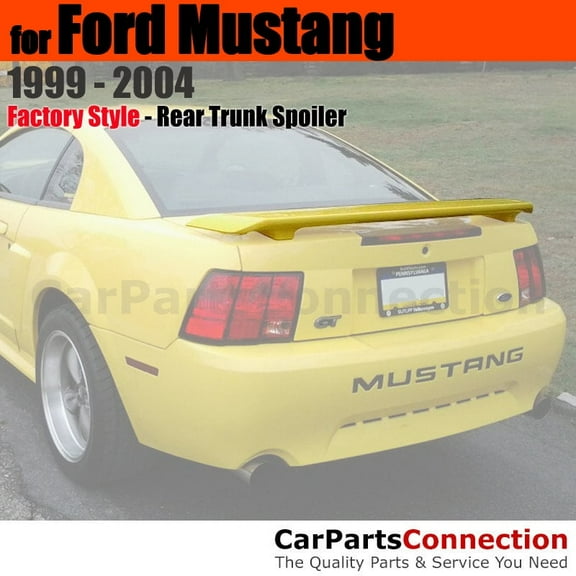 Trunk Spoiler Compatible With 1999 2000 2001 2002 2003 2004 Ford Mustang All Factory Style 2-Post Pedestal Painted Color UA Pitch Black