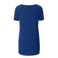 thumbnail image 5 of Blue Women's Short Sleeve T-shirt, Women'S Spring And Summer Solid Color Rag Shoulder Long T Shirt Round Neck Loose Short Sleeved Pullover Top For Women,Women's Short sleeve T-shirt XXL, 5 of 5