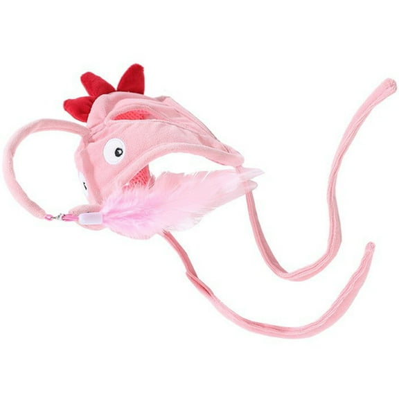 NICEXMAS Head Wearing Cat Stick Funny Cat Toys Gray 1 Set