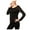 Black, variant on INC Womens Black Metallic Long Sleeve Scoop Neck Faux Wrap Top XS