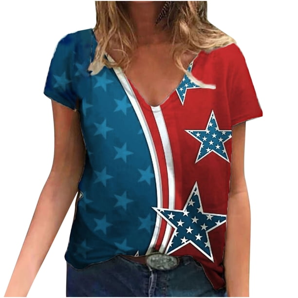 Camiseta de cuello en V con estampado escénico de talla grande informal a la moda para mujer Fridja hjk4063