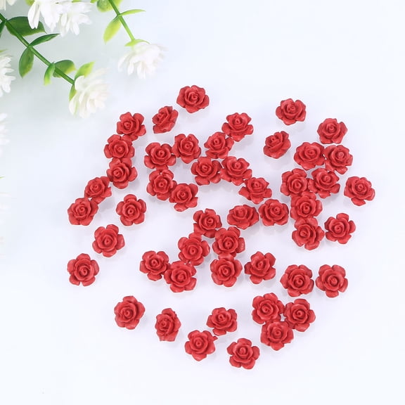 DRAFIDEEP 50 Pieces Loose Rose Beads for Jewelry Making, Supplies and Decorative Accessories