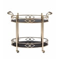 thumbnail image 2 of ACME Ottesen Oval Glass Top Serving Cart with 2 Shelves in Gold, 2 of 4
