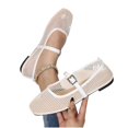 thumbnail image 4 of SuTry Women's Square Toe Mesh Flats Mary Jane Style Adjustable Buckle Strap Breathable Lightweight Comfortable Slip On Casual Walking Office School Work Daily Wear Shoes(38), 4 of 9