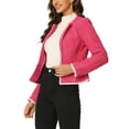 thumbnail image 4 of INSPIRE CHIC Women's Plaid Tweed Open Front Office Short Blazer, 4 of 5
