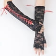 thumbnail image 5 of UJNDER Fingerless Steam Punk Witch Long Elbow Arm Warmers Lace Sleeves for Party Halloween Gloves Mittens Red, 5 of 6