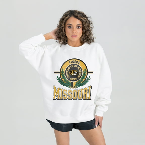 Women's Gameday Couture  White Missouri Tigers Hot Shot Fleece Pullover Sweatshirt