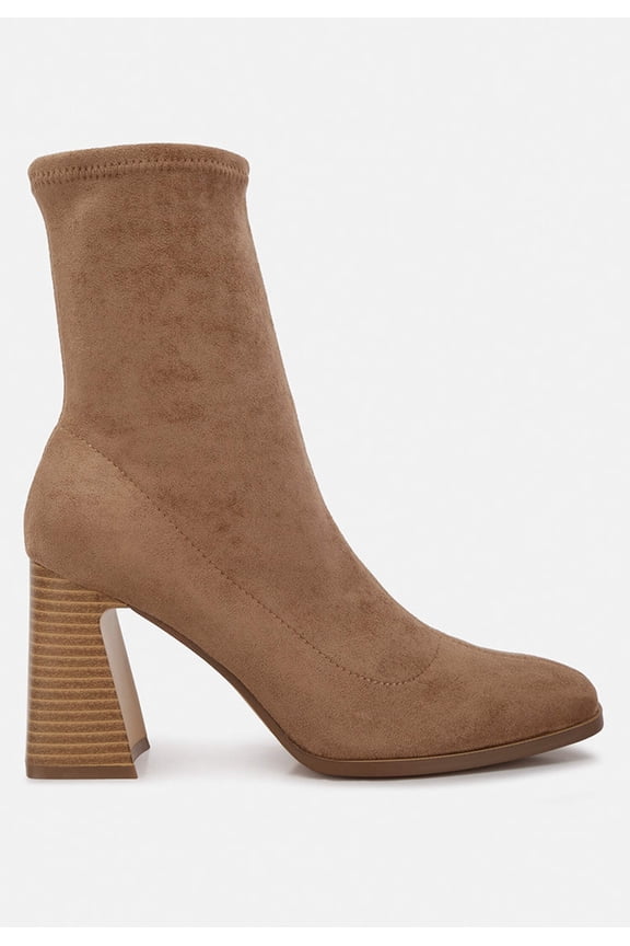 Candid High Ankle Flared Block Heel Boots