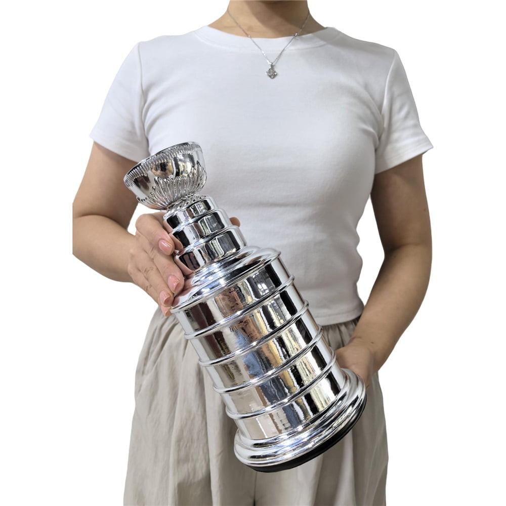 25cm Silver Stanley Cup Replica, Ice Hockey Champion Trophy, Chrome Silver Hockey Sport Fans Players Coaches Collectors Gift,Silver,Ice Hockey Championship
