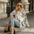 thumbnail image 4 of SCRAWLGOD Flower Hummingbird Womens Cardigan Jacket Sweaters for Women Trendy Outfits Long Sleeve Comfy Cardigan for Women Loose Fit Size M Washable Long Printed Cardigan Women, 4 of 7
