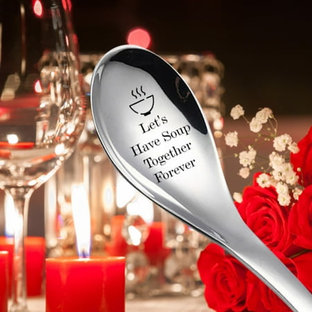 

Vikudaty Engraved Spoon Wonderful Present For Lover Couple And Girlfriend Boyfriend Dinner Tableware Soup Spoons With Engraving 2022 kitchen