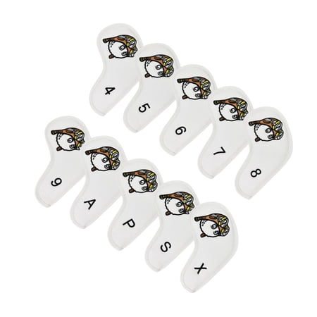 10Pcs Golf Iron Head Covers Protective Headcover Sleeve Classic Pilotss Decorative PU Leather 4-9 P X A S Golf Iron Headcover Protector white