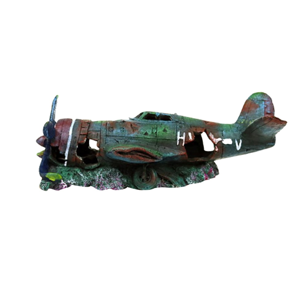 Etereauty Aquarium Decorations Fish Tank Plane Crash Wreckage Wreck
