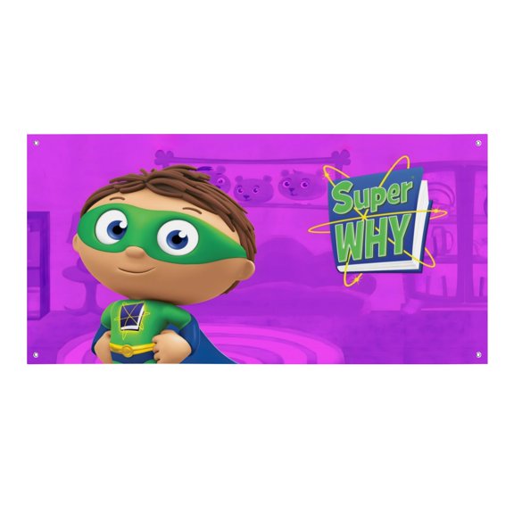Super Why-Theme Backdrops Banner Birthday Party Decor Supplies Personalized Party Backdrop Decoration,5x3ft(150x90cm)