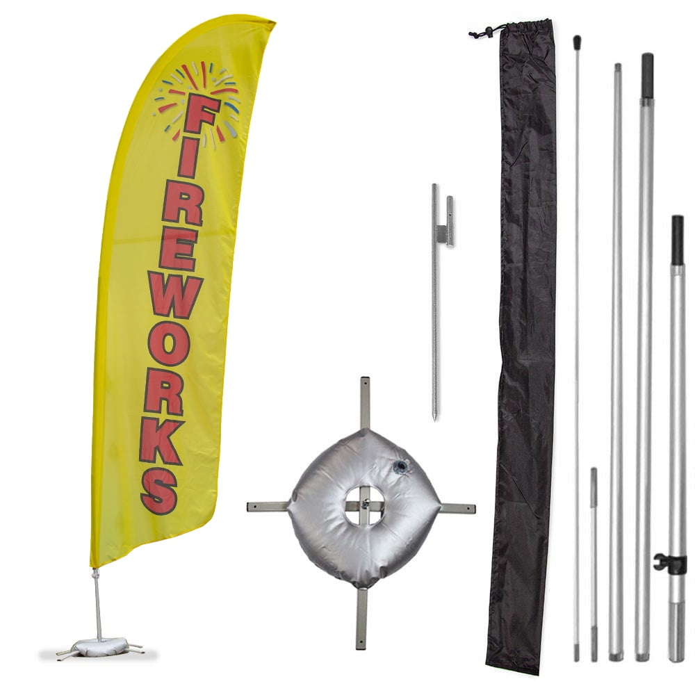 - Style 2 Single-Sided, Poles and Cross Base Included 8ft Feather Banner Barbeque