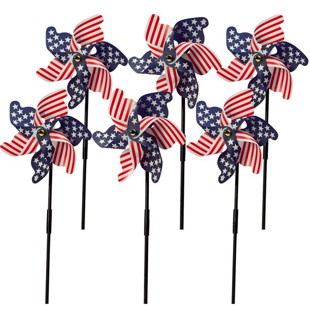 Patriotic Lawn Pinwheels Set of 6