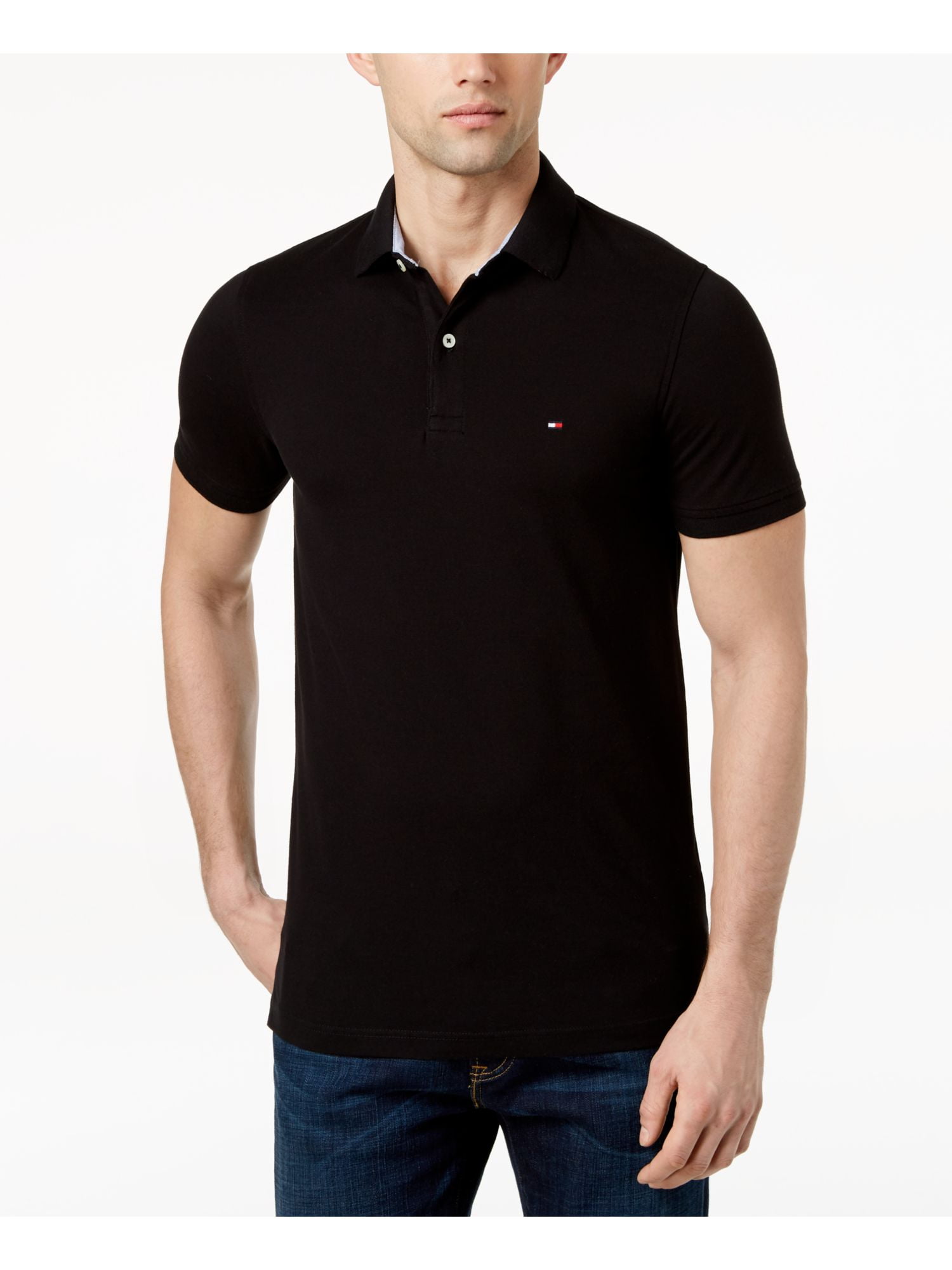 Tilskyndelse binde Gnide TOMMY HILFIGER Mens Black Slim Fit Polo M - Walmart.com