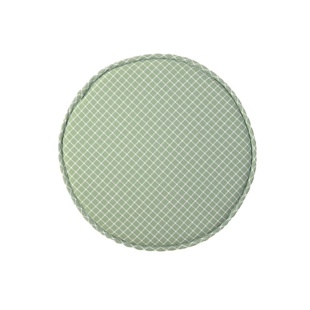 Bearachild Cojín de asiento de 12,9 pulgadas con correas, almohadilla de algodón para silla, alfombrilla de taburete de grosor, suave, Decoración del hogar Rejillas verdes Diámetro 33cm