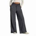 thumbnail image 3 of Pantalones Deportivos de Pierna para Mujer, Holgados, con Cordón Elástico, de Cintura Alta, Estilo Palazzo. Gris Oscuro L, 3 of 6