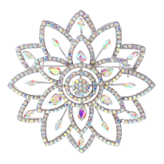 Large Crystal Flower Brooch