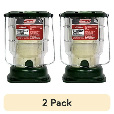 (2 pack) Coleman Citronella Candle Outdoor Lantern - 70+ Hours, 6.7 Ounce, Green