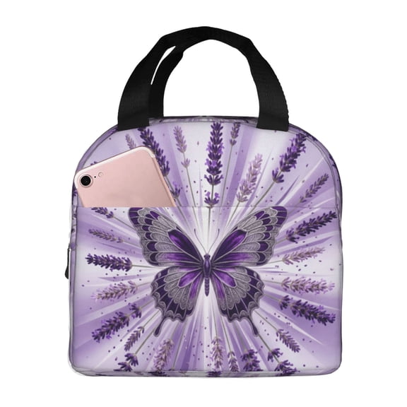 Butterfly Insulated Lunch Bag Reusable Leakproof Thermal Meal Prep Tote With Front Pocket For Women Men Work Office Picnic Beach Travel Daily Cooler Bag