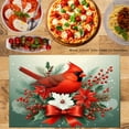 thumbnail image 4 of JOOCAR Christmas Cardinal and Poinsettia Design Linen Table Mats Set of 4 for Home Kitchen Table Decor 12x18 inch, 4 of 5