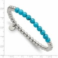 thumbnail image 3 of Stainless Steel Polished Synthetic Turquoise Beaded Stretch Bracelet Made In China -Jewelry By Sweet Pea, 3 of 6