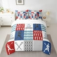 thumbnail image 2 of Castle Fairy Sport Lacrosse 7-Piece Twin Bedding Sets for Teens,Blue Red Bedding Comforter Set,Geometric Plaid Breathable Sheet Sets,Luxury Bedroom Decor, 2 of 8