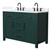 Beckett 48" Green Double Vanity & White Quartz Top (3-Hole) & Black Trim