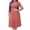 Pink, variant on Summer Dresses for Women 2025, Women's Casual Solid Color Round Neck Short Sleeve Round-Neck Mid-Calf Dress(Black,S)