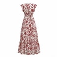 thumbnail image 6 of YuXingFu Womens Cotton Dresses with Sleeves Maxi V-Neck Plus Size Womens Dress Short Sleeve Womens Plus Size Summer Dress Long Casual Summer Red M, 6 of 7
