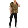 thumbnail image 2 of Camiseta de hombre con estampado de leopardo Inspire Chic, cuello en V, mangas cortas, patrón de serpiente, 2 of 5