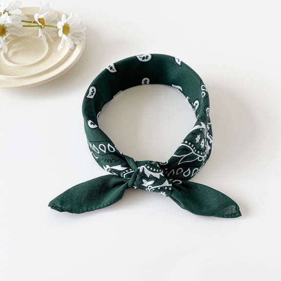 Bandanas for Men Women, Paisley Pattern Bandana Bulk Headbands Handkerchief Face Mask 40% Polyester Green