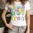 thumbnail image 3 of One Lucky Teacher Graphic T-Shirt | Cute Rainbow Clover School Tee, Maroon, S, 3 of 6
