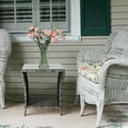 thumbnail image 2 of Seizeen Outdoor Side Table for Patio Rattan Furniture, Small Rattan End Table with Storage 2 Layer, Glass Top Coffee Table for Chairs Garden Porch Deck, 18inch, 2 of 7